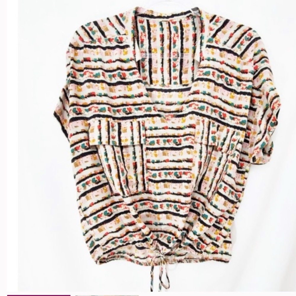 BCBGMaxAzria silk printed Multicolor Striped Blouse - Picture 2 of 9
